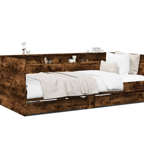 Tagesbett mit Schubladen ohne Matratze Räuchereiche 75x190 cm