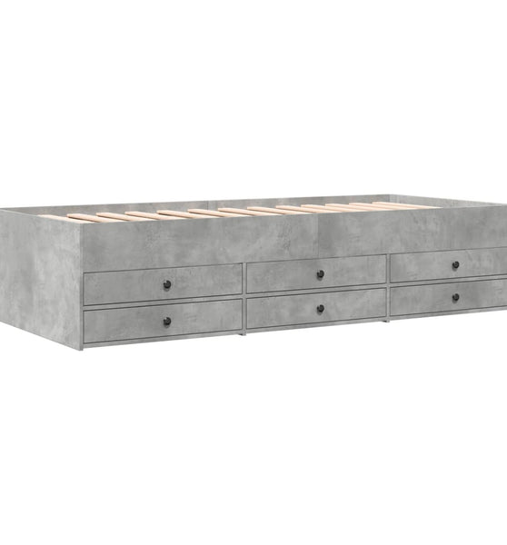 Tagesbett mit Schubladen ohne Matratze Betongrau 90x190 cm