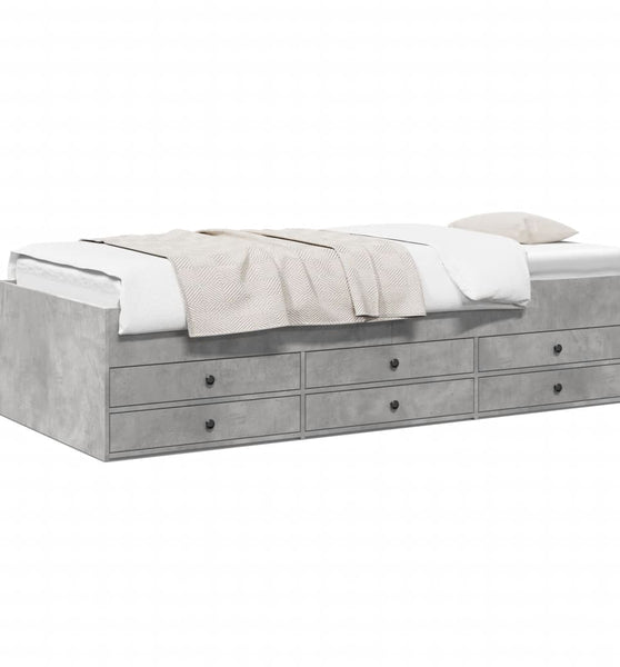 Tagesbett mit Schubladen ohne Matratze Betongrau 90x190 cm