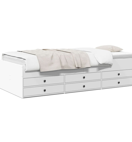 Tagesbett mit Schubladen ohne Matratze Weiß 75x190 cm