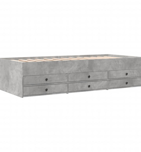 Tagesbett mit Schubladen ohne Matratze Betongrau 75x190 cm