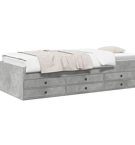 Tagesbett mit Schubladen ohne Matratze Betongrau 75x190 cm
