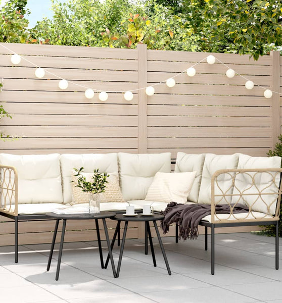 Gartensofa in L-Form mit Kissen Schwarz Stahl und Textilene