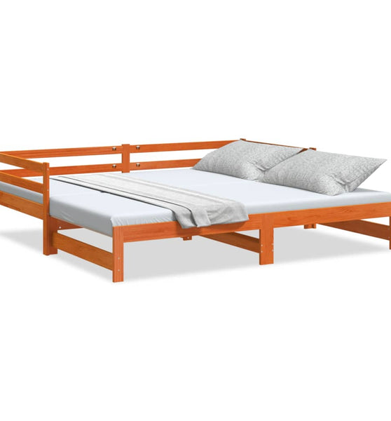 Tagesbett Ausziehbar Wachsbraun 90x200 cm Massivholz Kiefer