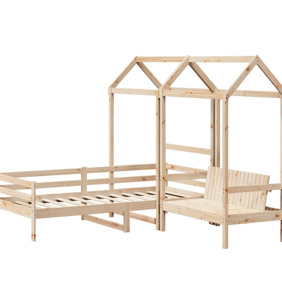 Tagesbett und Bank mit Dach 90x200 cm Kiefernholz