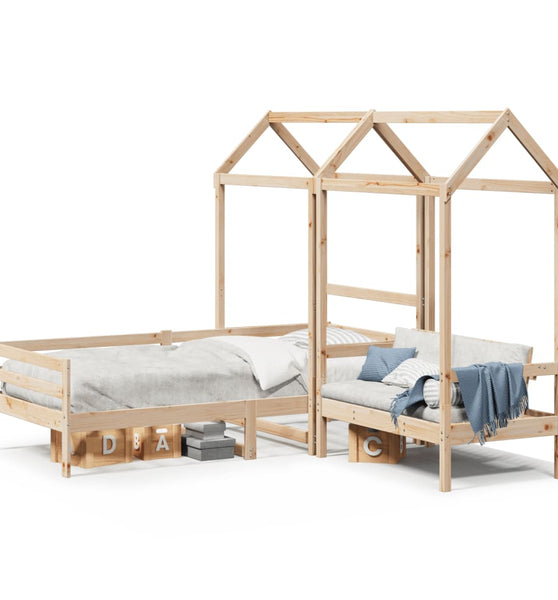 Tagesbett und Bank mit Dach 90x200 cm Kiefernholz