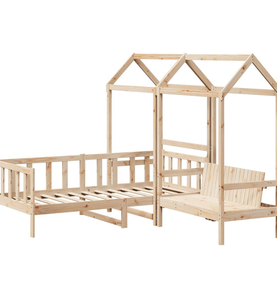 Tagesbett und Bank mit Dach 90x200 cm Kiefernholz