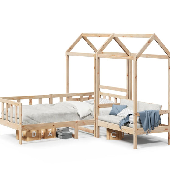 Tagesbett und Bank mit Dach 90x200 cm Kiefernholz