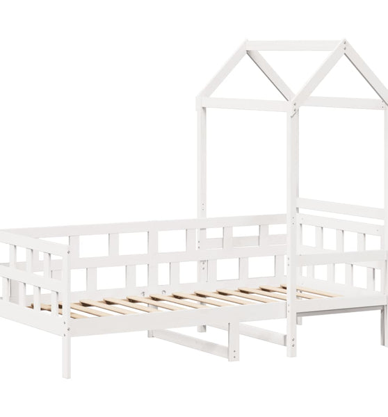 Tagesbett mit Dach Weiß 90x200 cm Massivholz Kiefer