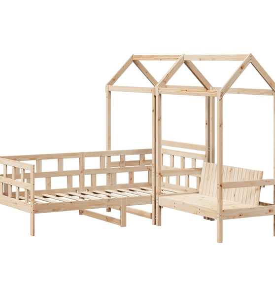 Tagesbett Set mit Dach 90x200 cm Massivholz Kiefer