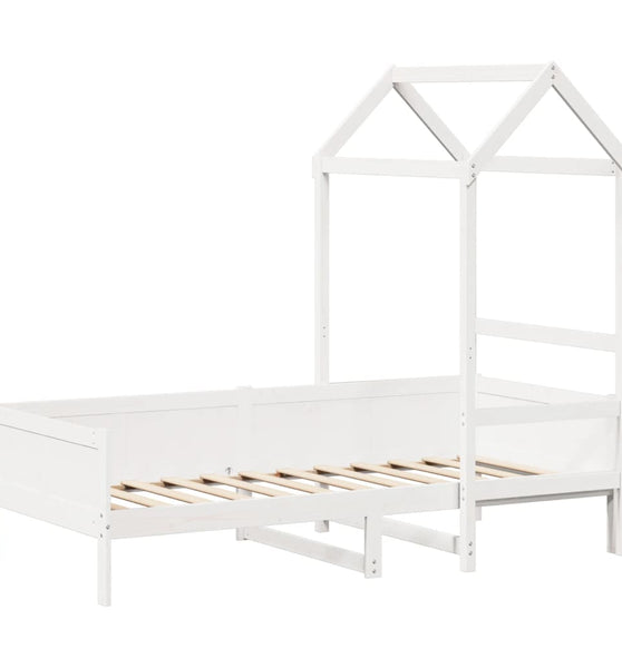 Tagesbett mit Dach Weiß 90x190 cm Massivholz Kiefer