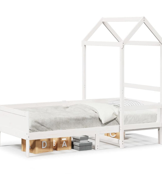 Tagesbett mit Dach Weiß 90x190 cm Massivholz Kiefer