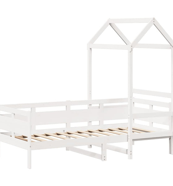 Tagesbett mit Dach Weiß 90x200 cm Massivholz Kiefer