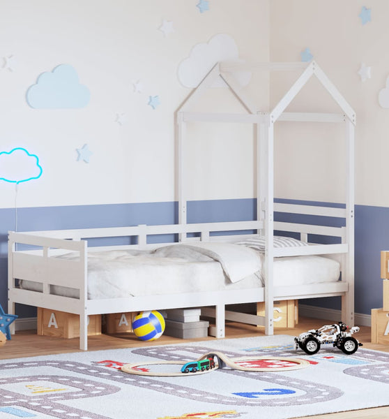 Tagesbett mit Dach Weiß 80x200 cm Massivholz Kiefer