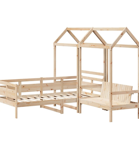 Tagesbett und Bank mit Dach 80x200 cm Kiefernholz