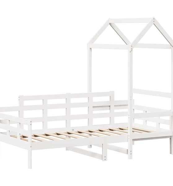 Tagesbett mit Dach Weiß 90x200 cm Massivholz Kiefer