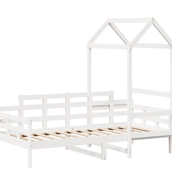 Tagesbett mit Dach Weiß 80x200 cm Massivholz Kiefer
