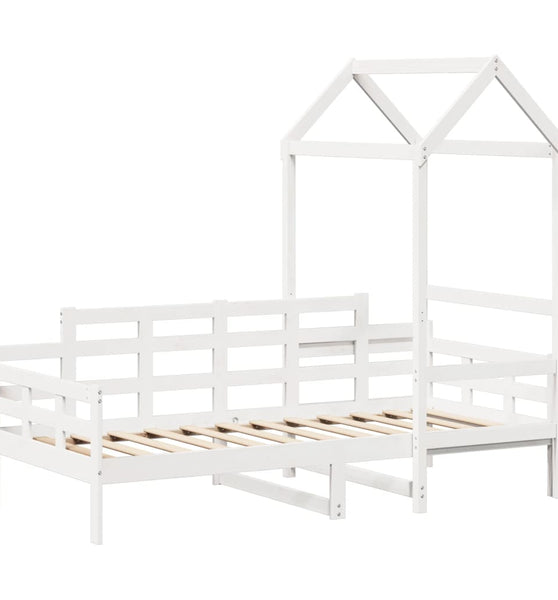 Tagesbett mit Dach Weiß 90x190 cm Massivholz Kiefer