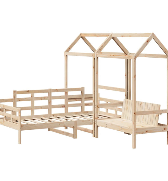 Tagesbett und Bank mit Dach 90x190 cm Kiefernholz