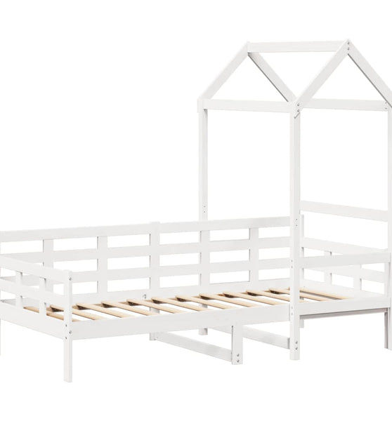 Tagesbett mit Dach Weiß 90x200 cm Massivholz Kiefer