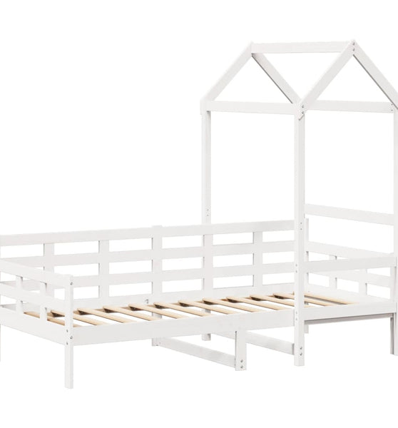 Tagesbett mit Dach Weiß 90x190 cm Massivholz Kiefer
