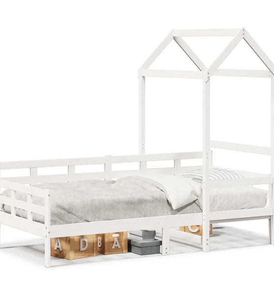 Tagesbett mit Dach Weiß 90x190 cm Massivholz Kiefer