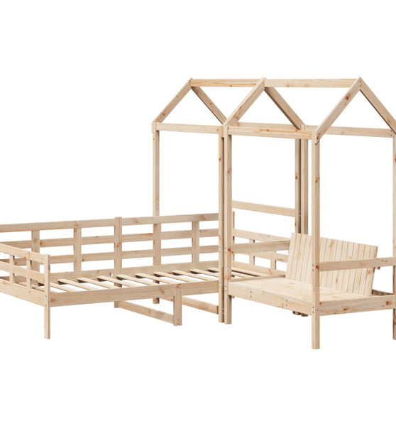 Tagesbett und Bank mit Dach 90x200 cm Kiefernholz
