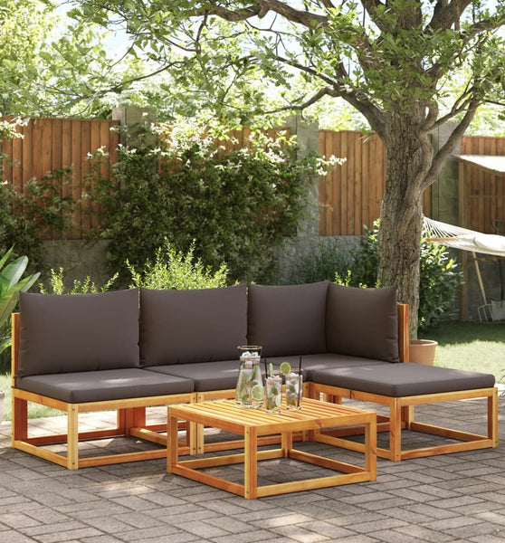 5-tlg. Garten-Sofagarnitur mit Kissen Massivholz Akazie