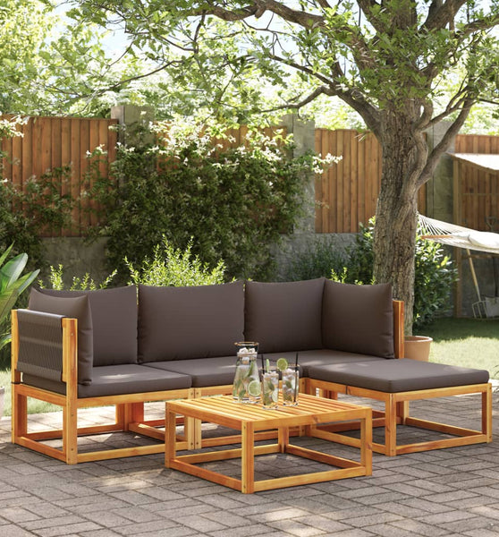 5-tlg. Garten-Sofagarnitur mit Kissen Massivholz Akazie