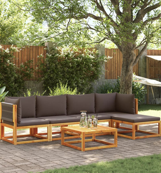 6-tlg. Garten-Sofagarnitur mit Kissen Massivholz Akazie