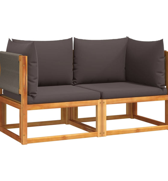 Garten-Ecksofas mit Kissen 2 Stk. Massivholz Akazie