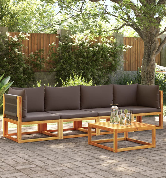 4-tlg. Garten-Sofagarnitur mit Kissen Massivholz Akazie