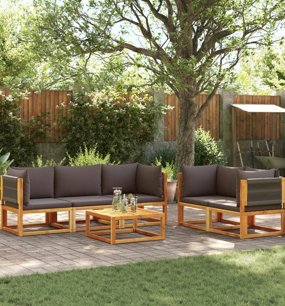 6-tlg. Garten-Sofagarnitur mit Kissen Massivholz Akazie