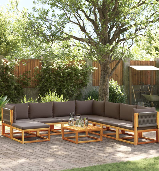 9-tlg. Garten-Sofagarnitur mit Kissen Massivholz Akazie