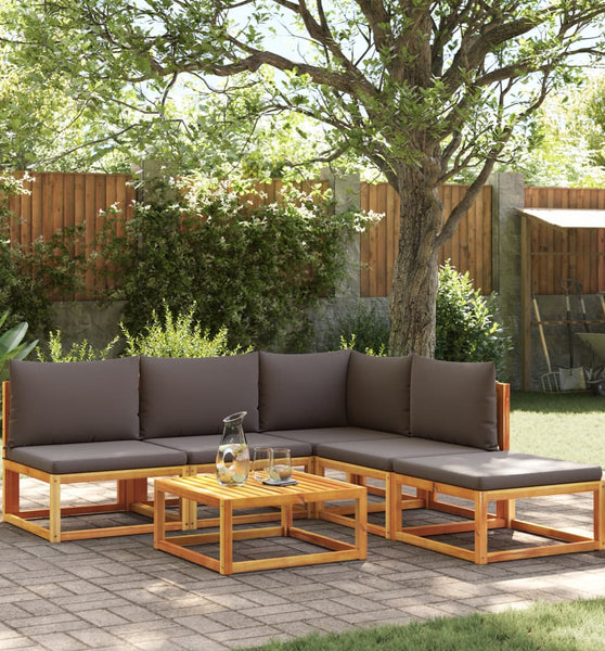 6-tlg. Garten-Sofagarnitur mit Kissen Massivholz Akazie