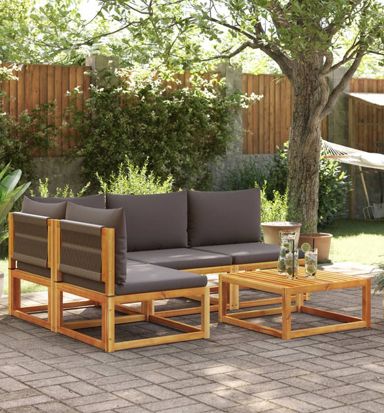 5-tlg. Garten-Sofagarnitur mit Kissen Massivholz Akazie