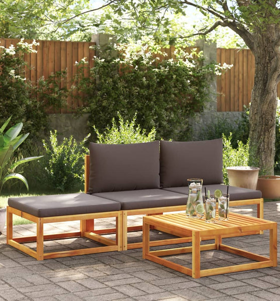 4-tlg. Garten-Sofagarnitur mit Kissen Massivholz Akazie