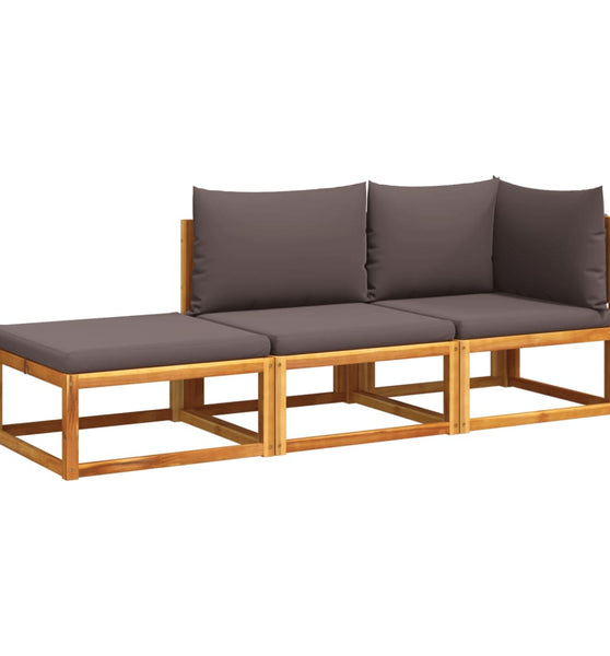 3-tlg. Garten-Sofagarnitur mit Kissen Massivholz Akazie
