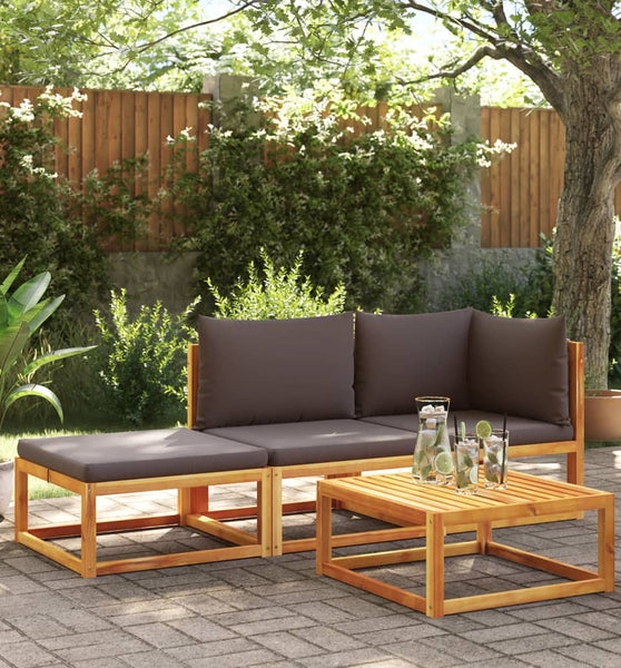 3-tlg. Garten-Sofagarnitur mit Kissen Massivholz Akazie