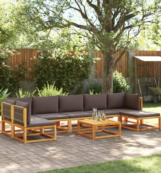 8-tlg. Garten-Sofagarnitur mit Kissen Massivholz Akazie