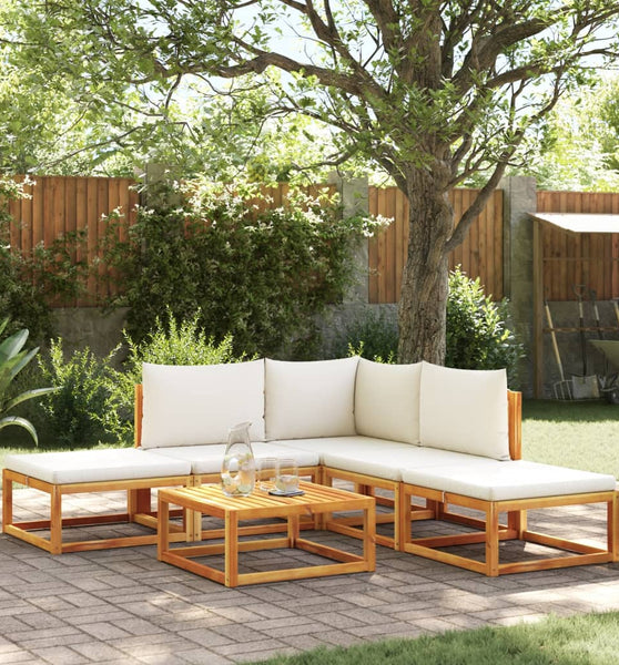 6-tlg. Garten-Sofagarnitur mit Kissen Massivholz Akazie