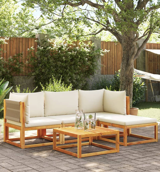 5-tlg. Garten-Sofagarnitur mit Kissen Massivholz Akazie