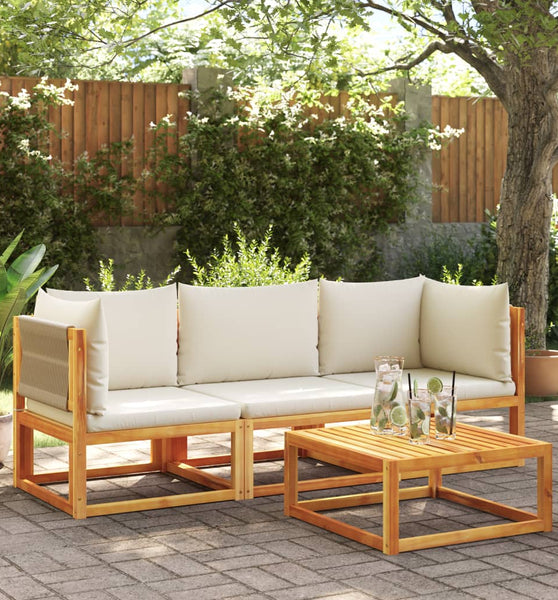 3-tlg. Garten-Sofagarnitur mit Kissen Massivholz Akazie