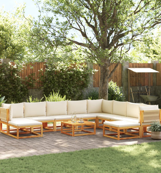 11-tlg. Garten-Sofagarnitur mit Kissen Massivholz Akazie
