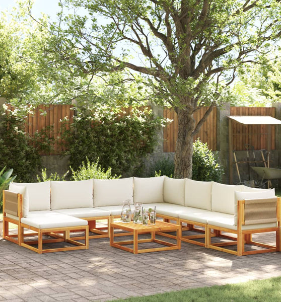 9-tlg. Garten-Sofagarnitur mit Kissen Massivholz Akazie