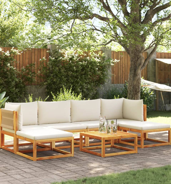 7-tlg. Garten-Sofagarnitur mit Kissen Massivholz Akazie