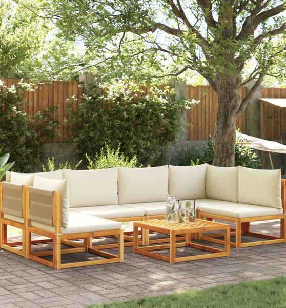 7-tlg. Garten-Sofagarnitur mit Kissen Massivholz Akazie