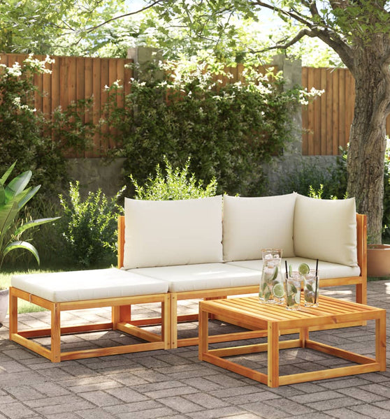 3-tlg. Garten-Sofagarnitur mit Kissen Massivholz Akazie