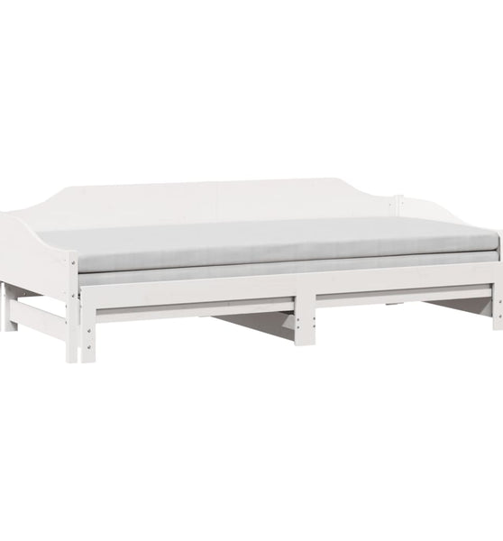 Tagesbett Ausziehbar Weiß 80x200 cm Massivholz Kiefer