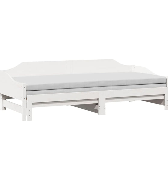 Tagesbett Ausziehbar Weiß 90x200 cm Massivholz Kiefer